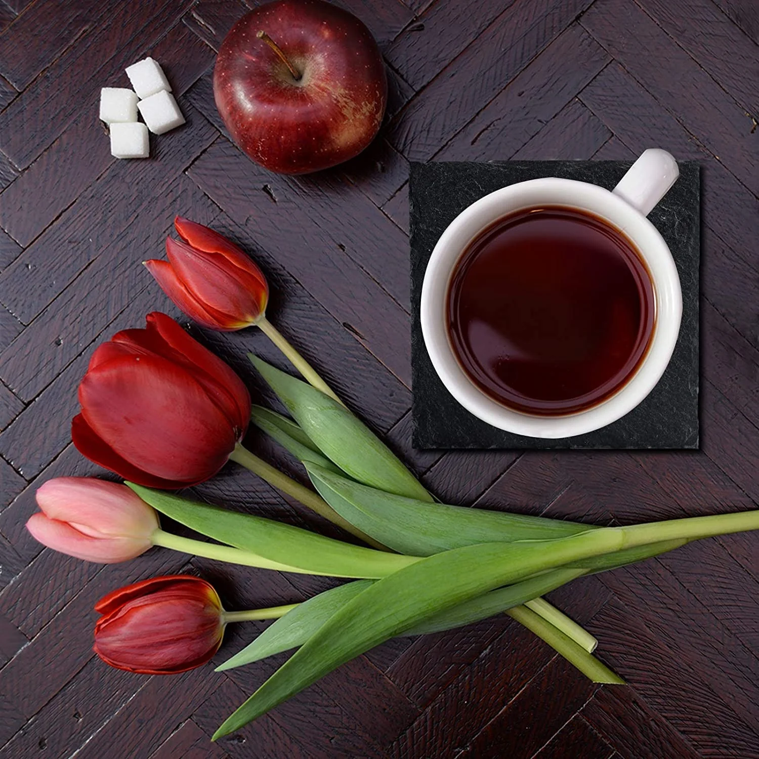 Drink Coaster Set Handmade  Natural Edge  Square   Black  Slate Tray Stone Coaster Suitable For Bar
