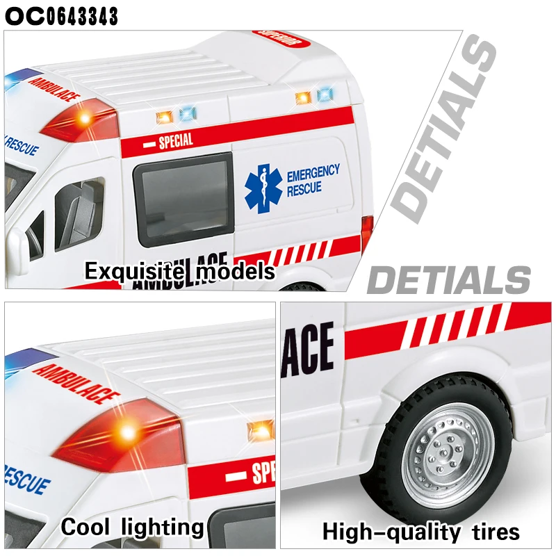 Interesting 4CH remote control rc ambulance toys for kids with sound light