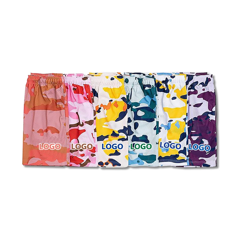 OEM Men Blank Custom Logo Plain High Quality Casual Polyester Sublimation Mens Mesh Shorts with Pockets