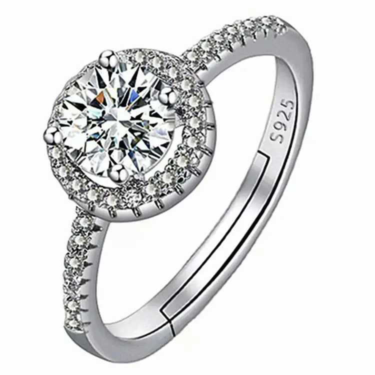 Wholesale Round Shape Natural Labradorute Silver Plating Open Circle Smart Fine Ring for Women Men Jewelry Wedding Party Gifts