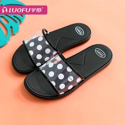 luofu 2021 New fashion Wave point transparent pvc women  slides slippers