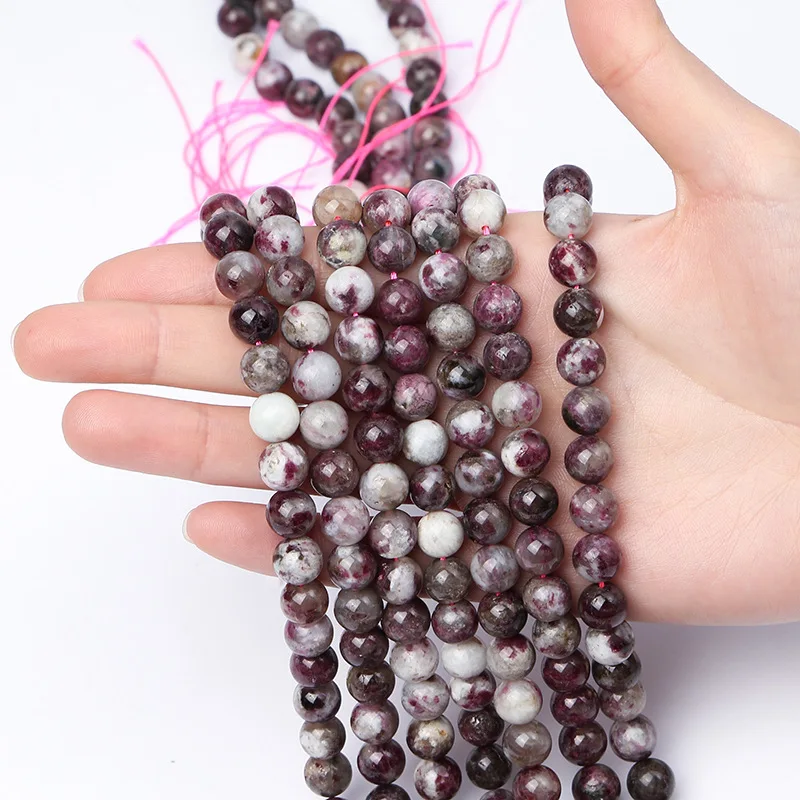 4mm 6mm 8mm 10mm 12mm Natural Tourmaline Stone Beads Round Loose Spacer Bead for Jewelry Making DIY Bracelet Accessories