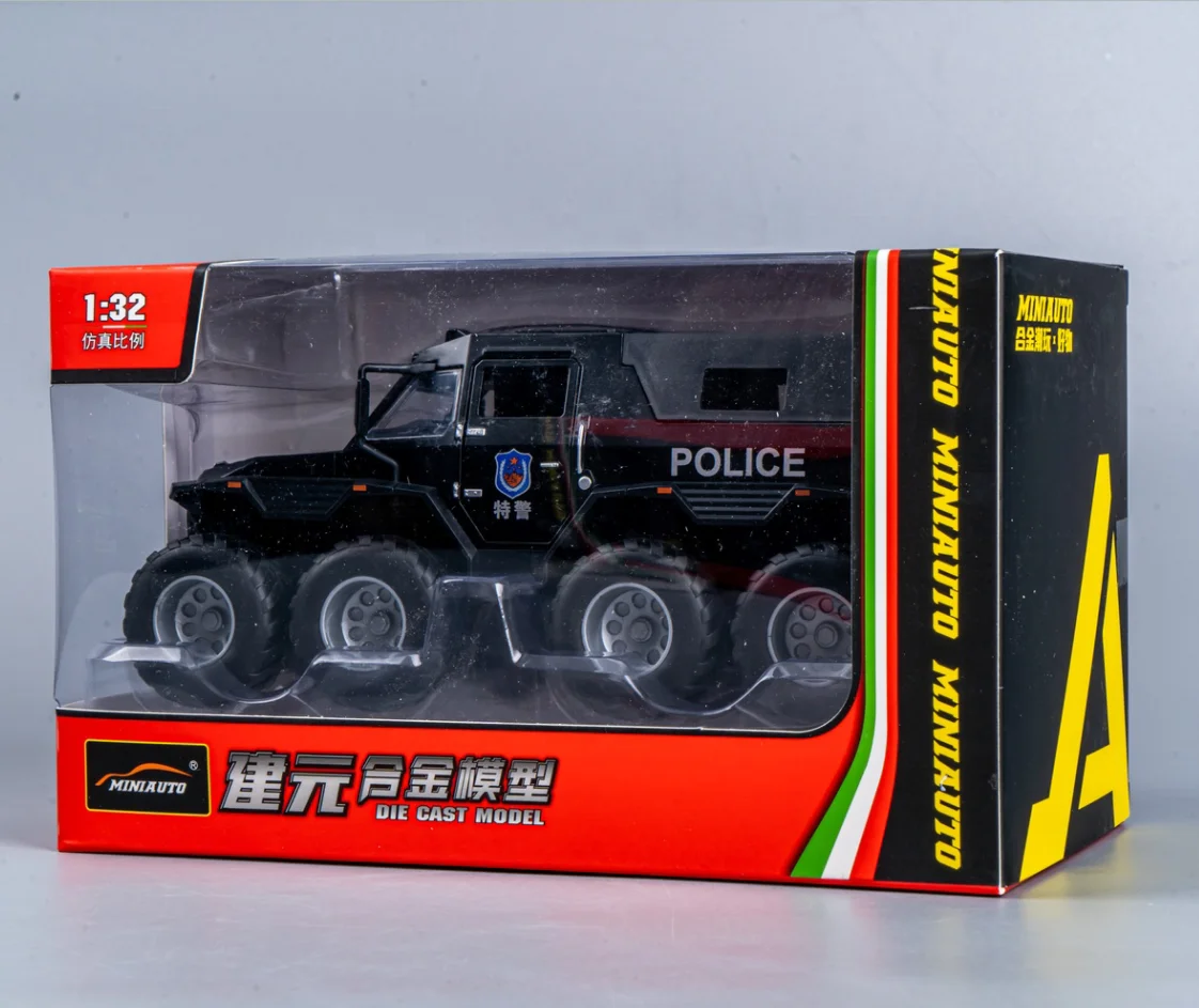High quality Diecast model car Off-road Vehicle big size Alloy 8WD Off-road Model Car Toy With Light Sound police metal car toys