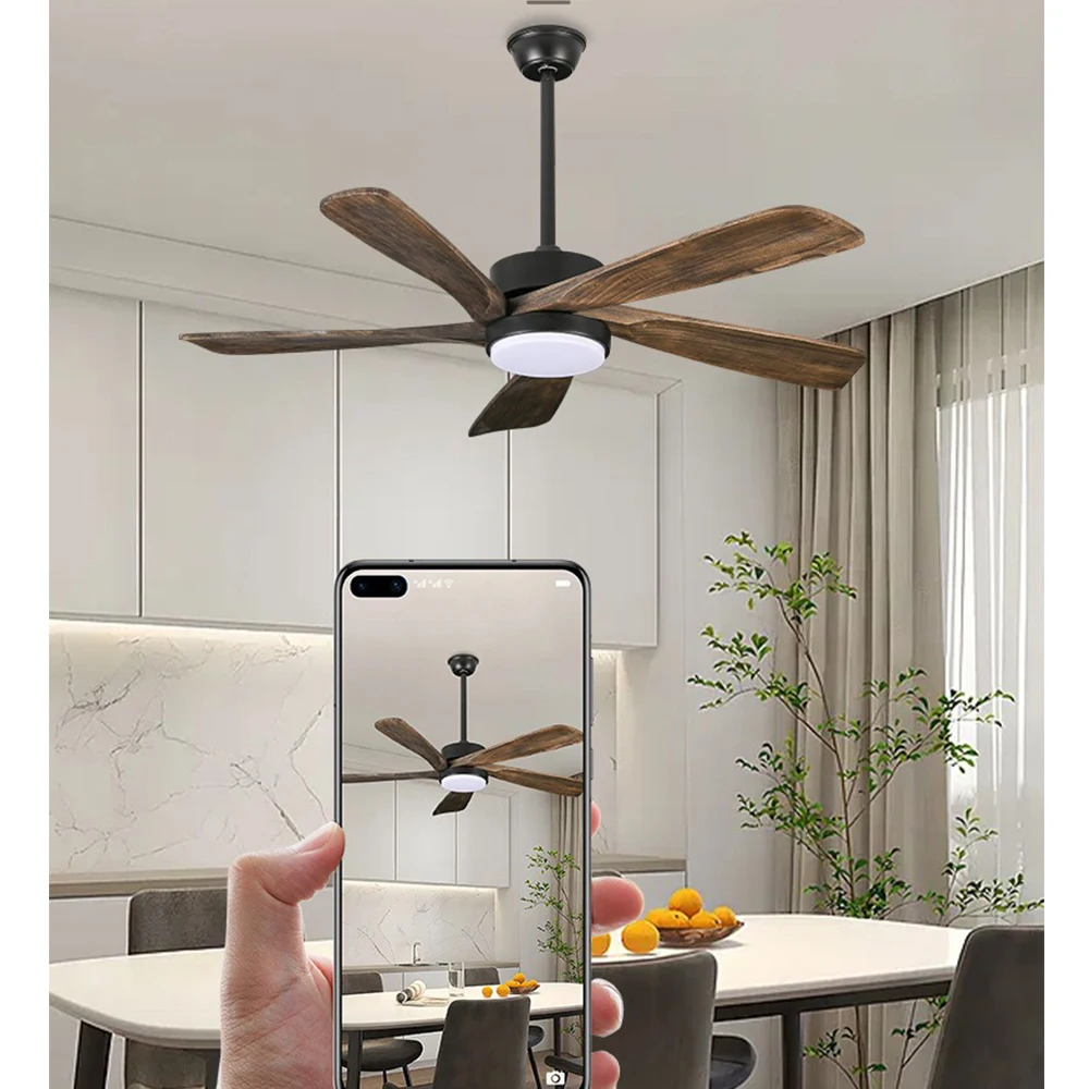 Modern Nordic Simple 52 Inch ABS 5 Blades Household Low Noise Remote Control Bldc Led Ceiling Fan With Light