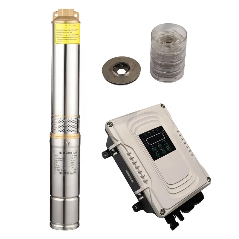 120m head submersible solar pump feili river water solar borehole pump with controller and solar water pump