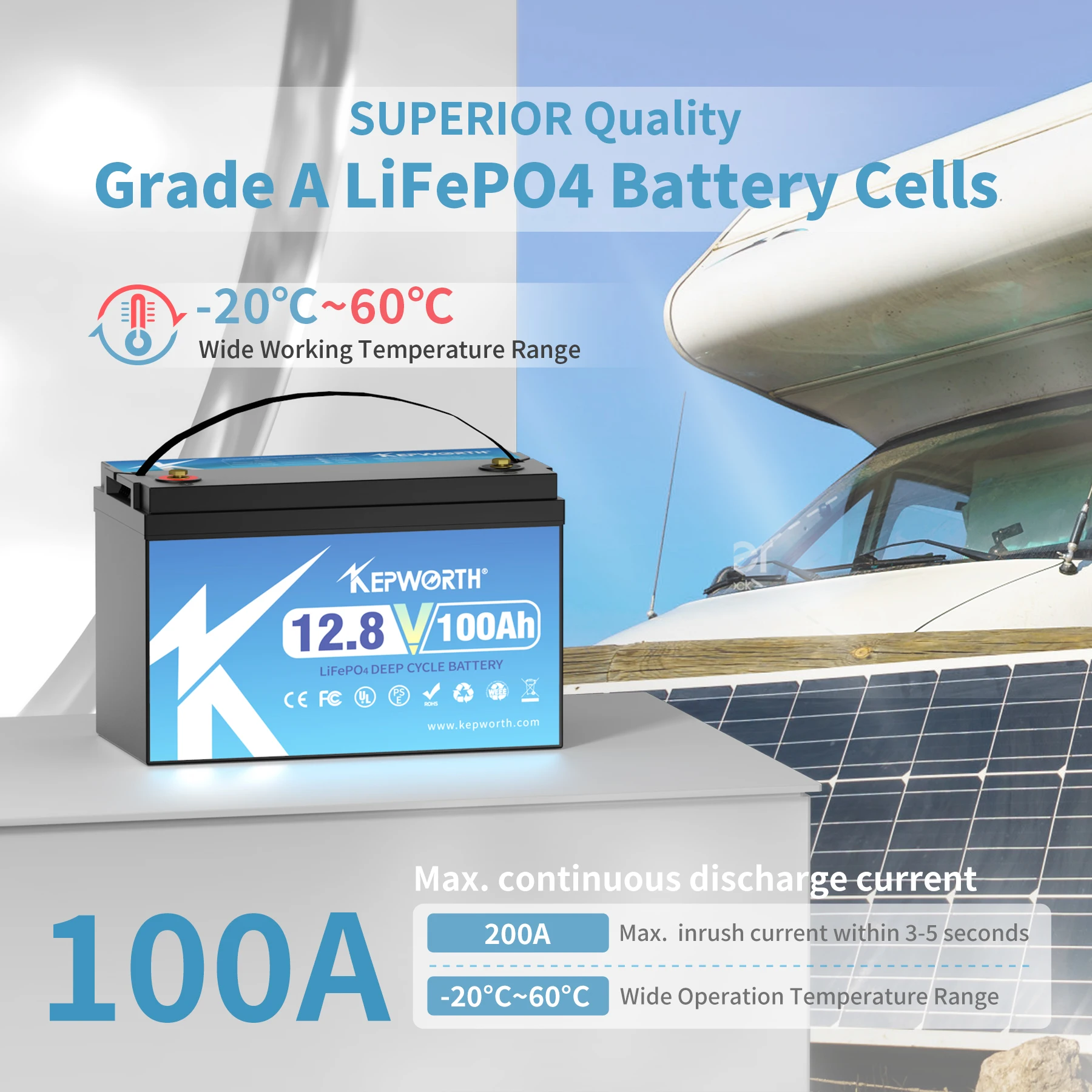Kepworth 12v 100Ah 120Ah 180Ah Lifepo4 Battery Lithium ion Battery Pack 12v 180ah 100ah 12v lithium battery solar