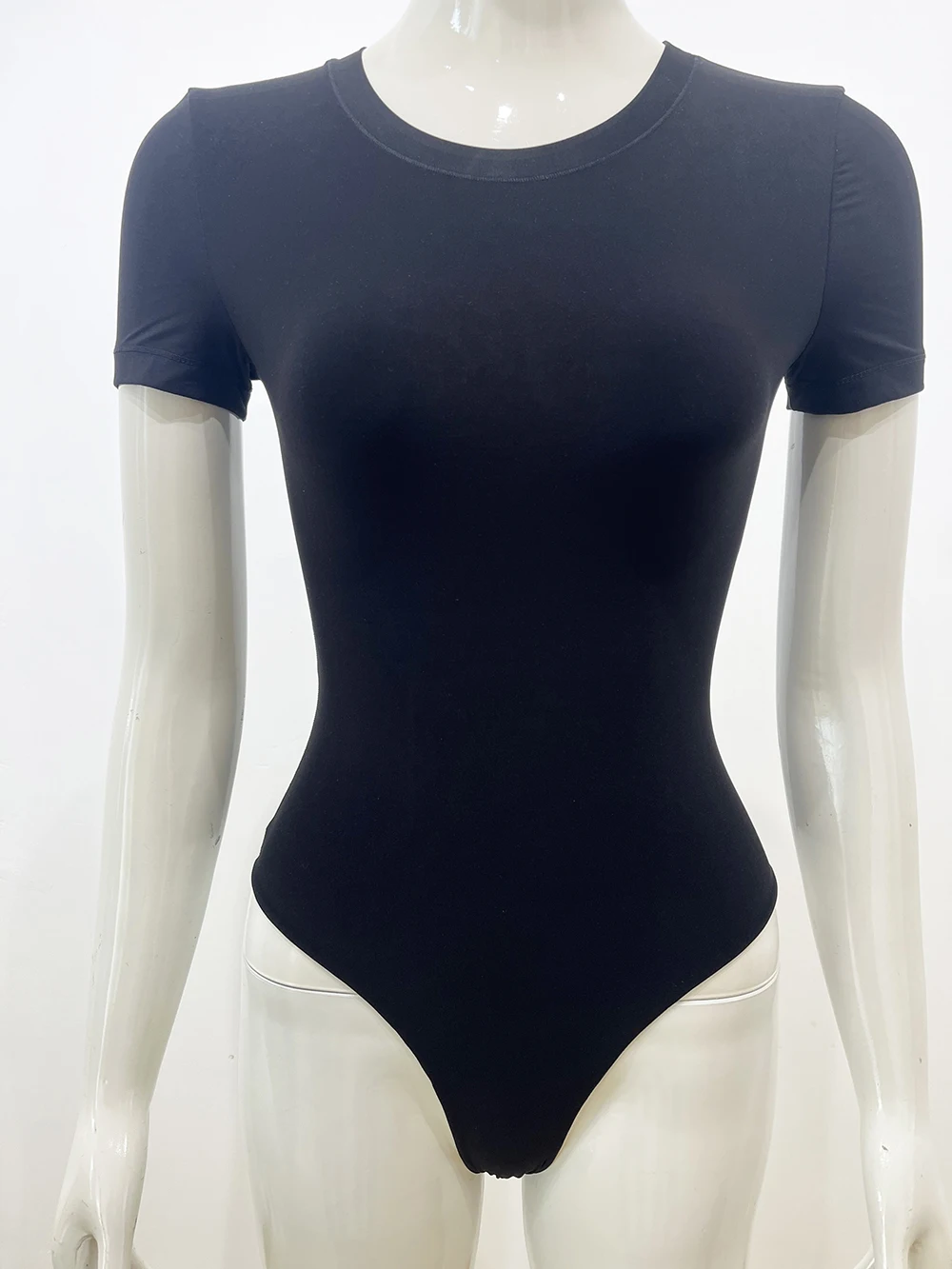 Custom Color Women One Piece Bodycon Ribbed Cotton Jumpsuits Long Sleeve Scoop Neck Shapewear Skims Bodysuit