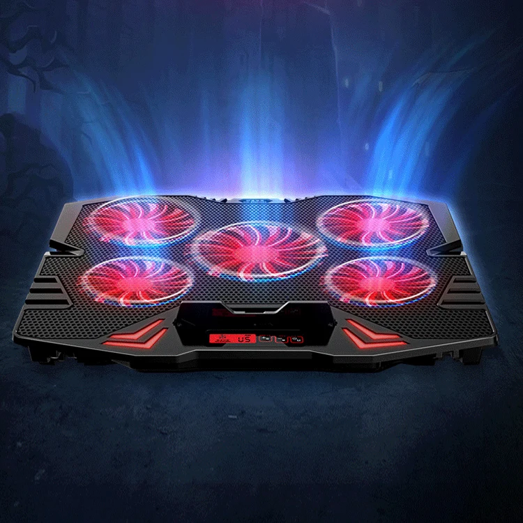 Laptop Cooler Fan Adjustable Folding Dual USB Notebook Cooler Hot Selling 15.6 Inch 5 Fans 125 and 70 Air-cooled Ice COOREL K5