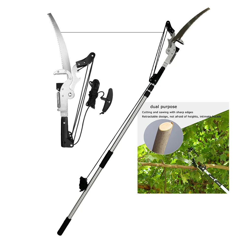 Manufacturer pole pruner with saw blade with long telescopic handle for tree branch pruning