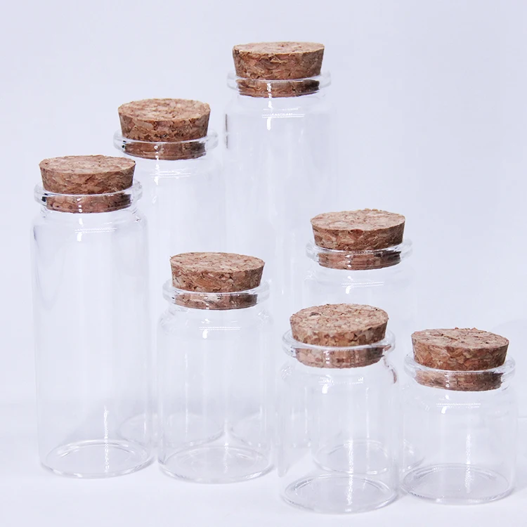 57 Diameter Clear Cork Glass Tube 80ml 200ml 380ml 550ml Glass Jars With Corks Wide Mouth Craft Containers Transparent Vials