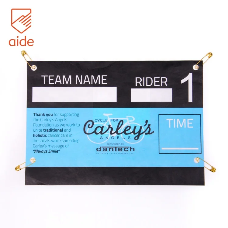 Durable Runner Race Number Bibs Waterproof Tyvek Paper running bibs for Marathon and Events with Free Pins