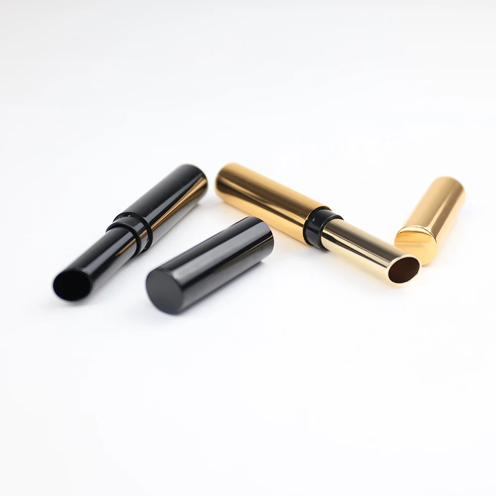 New Slim Round Empty Black Glod Lipsticks Tubes Packaging Manufacturer Supplier Private Label