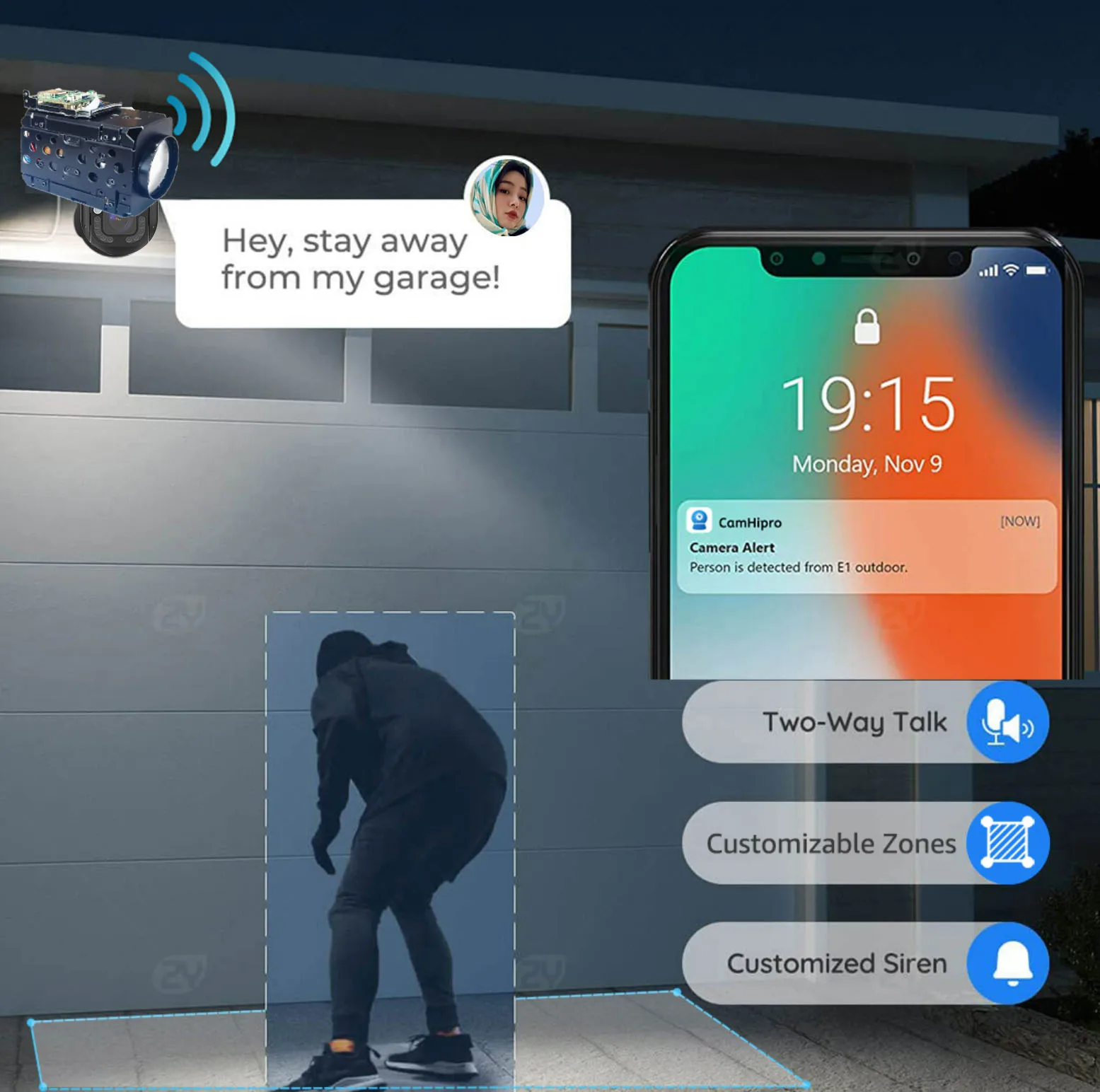 Camhi 4K 8MP IMX415 WIFI Wireless 360X Optical Zoom IP Camera Module Auto IRIS P2P On vif Tf Card Slot Max 256g