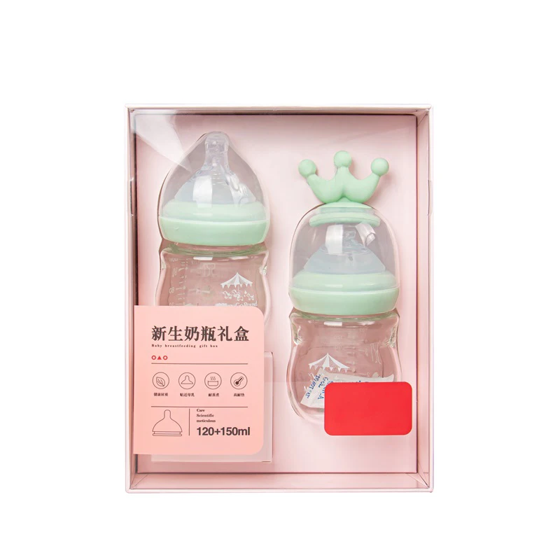 Baby glass bottles set  Eco-Friendly Newborn Infant baby feeding bottle set milk glass bottle  with pacifier