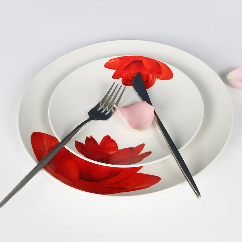 Wholesale Cheap Price Decal  Porcelain Tableware Sets Simple Style Ceramic Crockery Dinnerware Sets