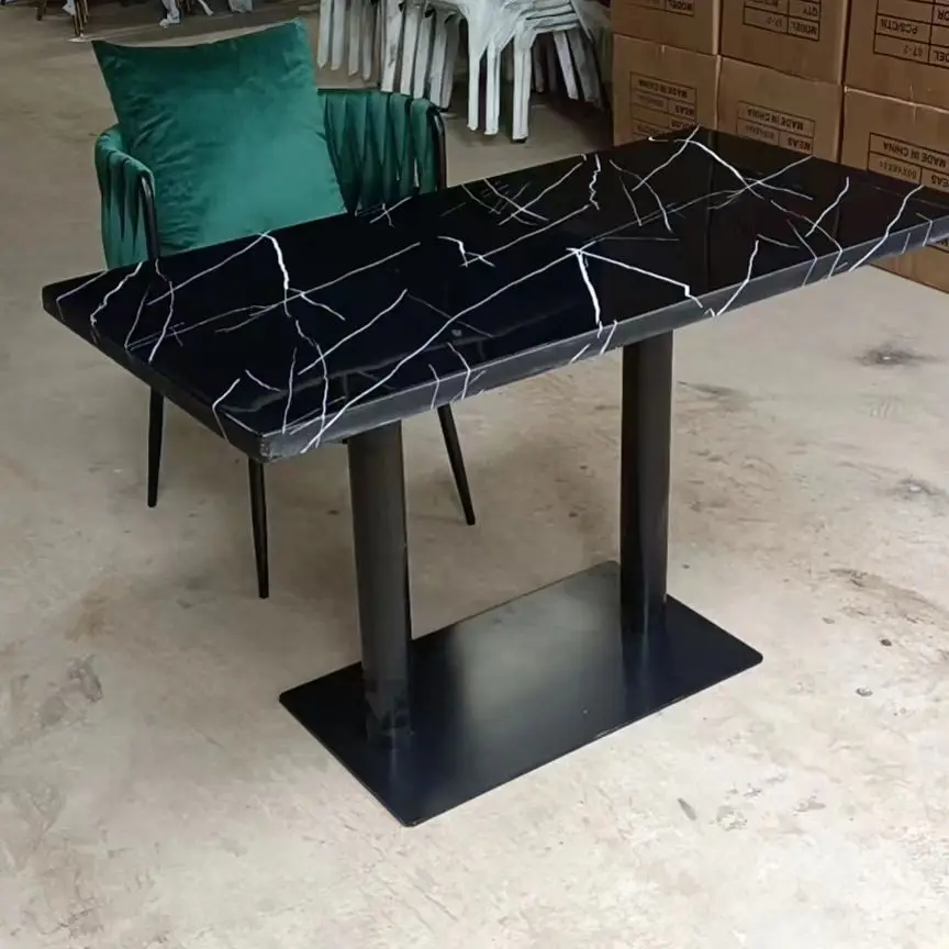 Durable Simple Design Black Coffee Table Commonly Used Restaurant Coffee Shop Marble Coffee Table Rectangle