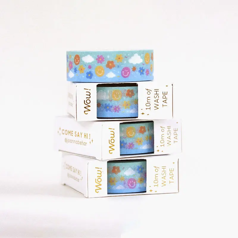 CMYK Wholesale Custom Washi Tape Printed Colorful Masking Gold Foil Logo Kawaii Paper Washi Tape