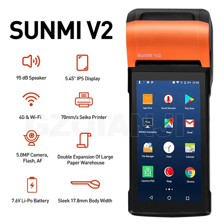 SUNMI V2 android pos-терминал с синим зубом wifi система pos 58 мм мини impresora termica de recibos