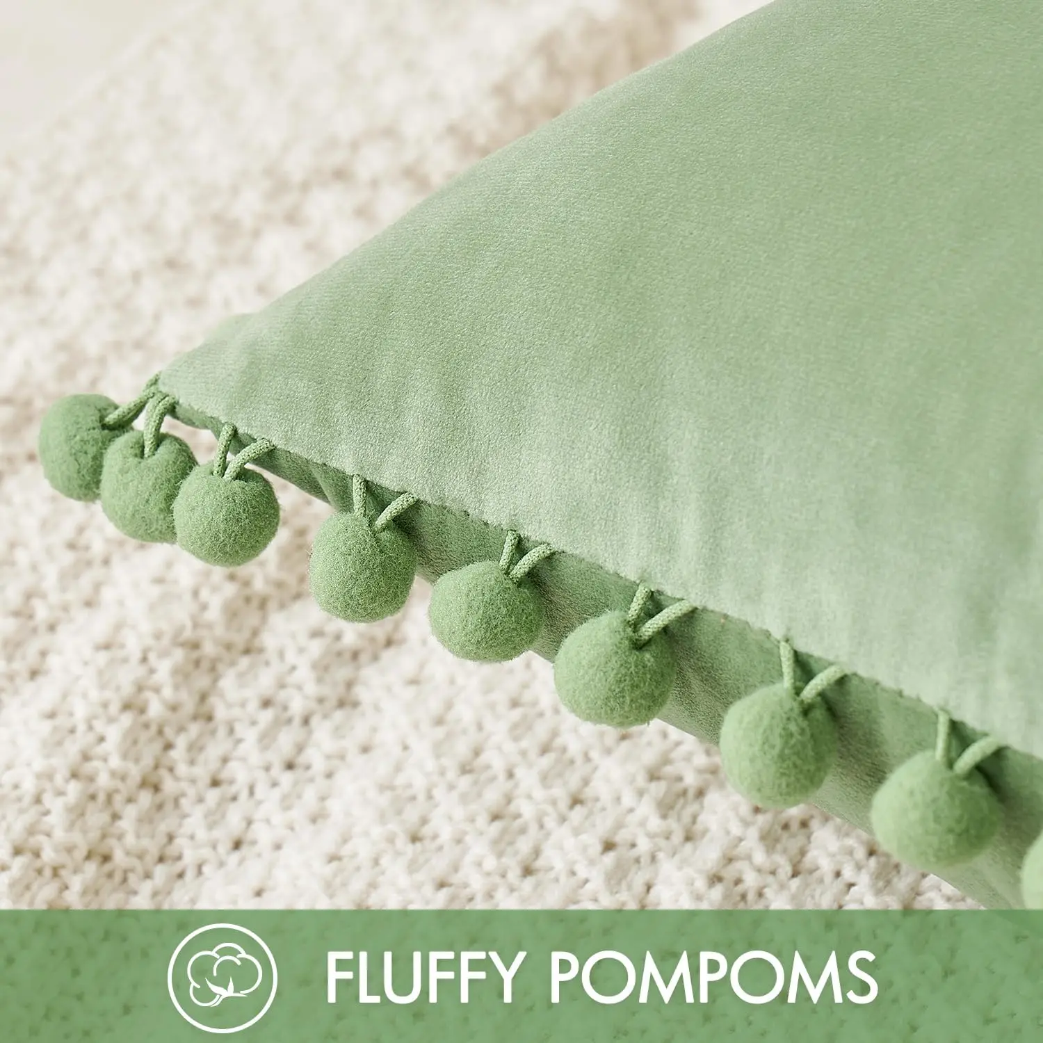 Farmhouse Cushion Pillow Covers Decorative Throw Pillow Case Cover Sage Green Throw Pillows With Pompoms