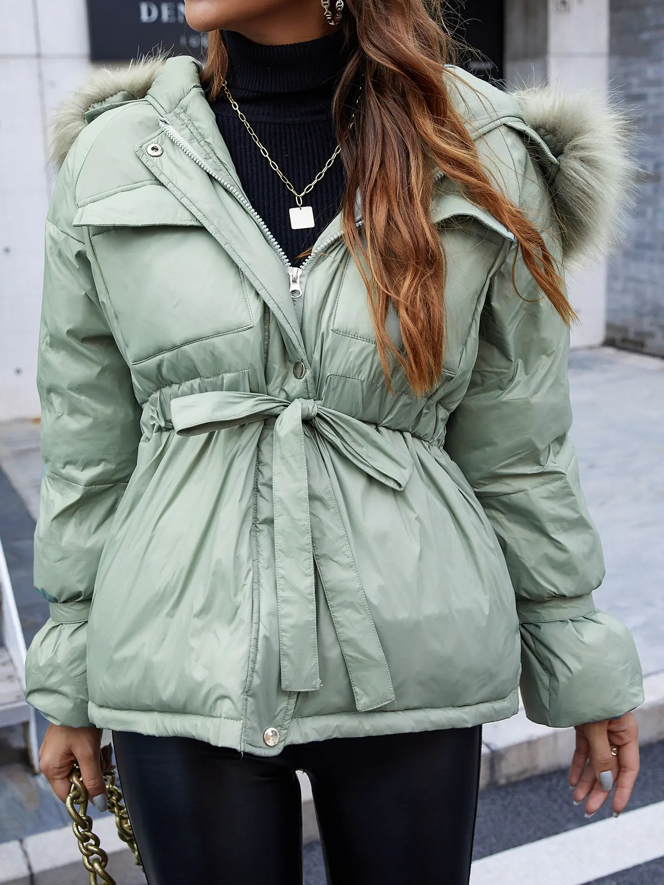 Simple Collected Waisted Parkas Women Fashion Coats Women Elegant Stand Collar Casual Cotton Jackets Female Ladies