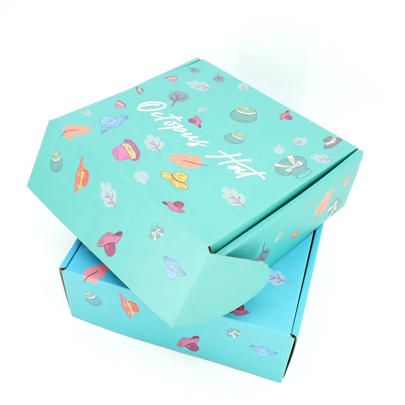 Blue corrugated paper mailer box brown kraft paper doll packaging box with customized design