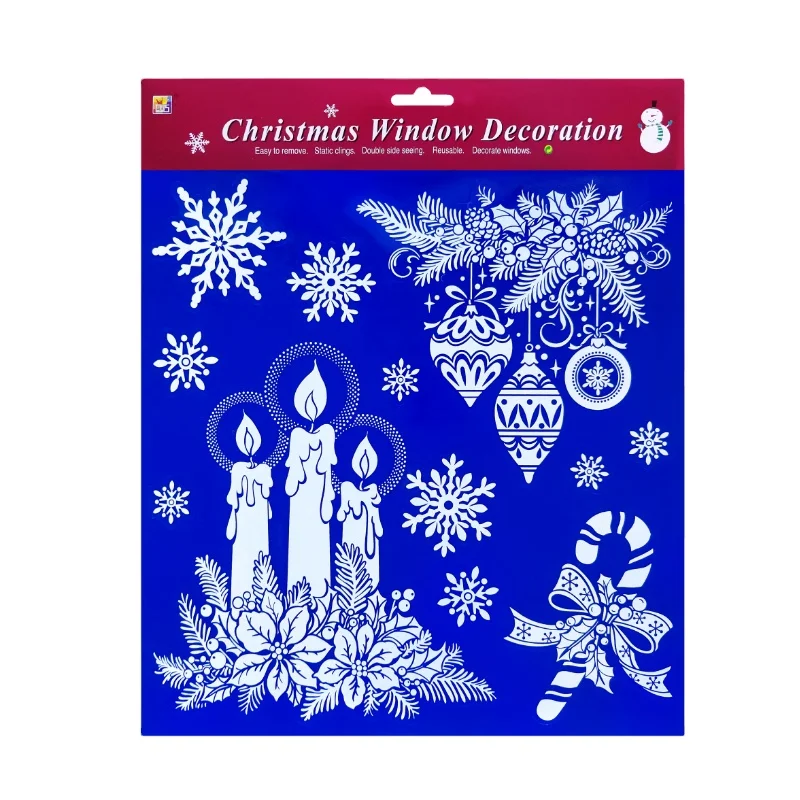 Горячая Распродажа Декор зимние снежинки сани лось снеговик узор двухсторонние статические наклейки на окна автомобиля многоразовые