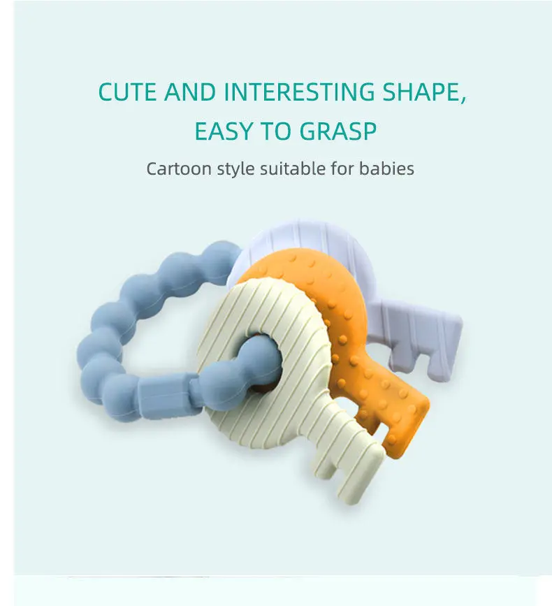 Professional custom Fashion Baby molar toy BPA free food grade Silicone baby keychain silicone teether