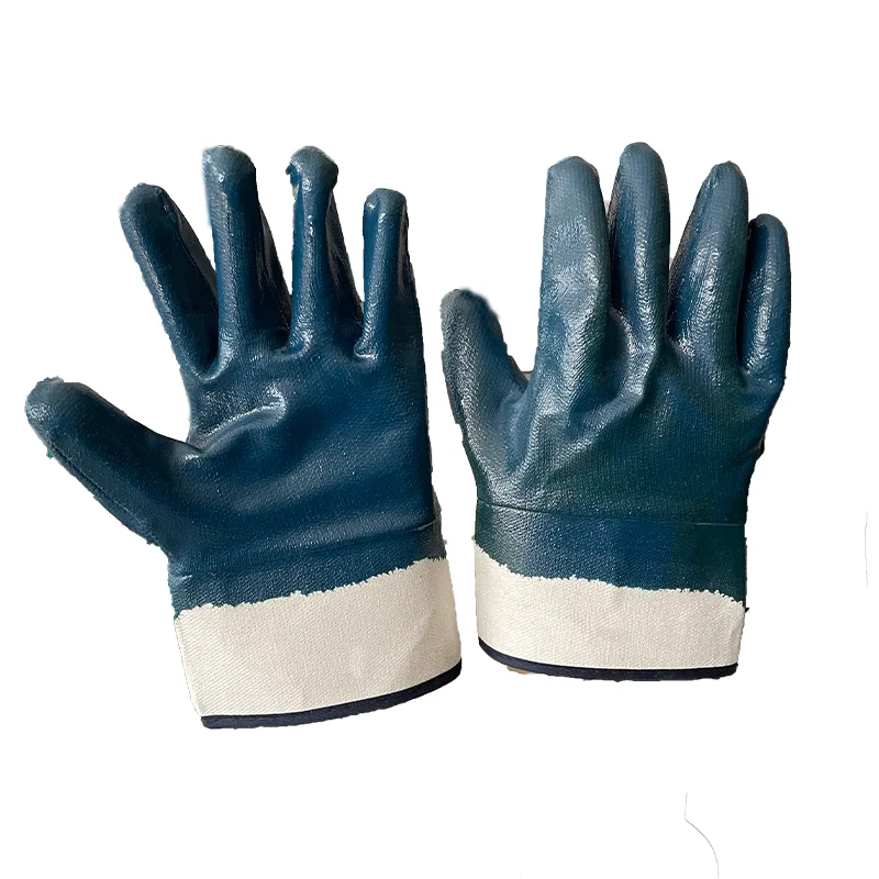 nitrile green gloves- sizes, 8, 9 & 10- ansell- 12  Safety Heavy Duty nitrile gloves machine Blue Nitrile Coated Working Gloves