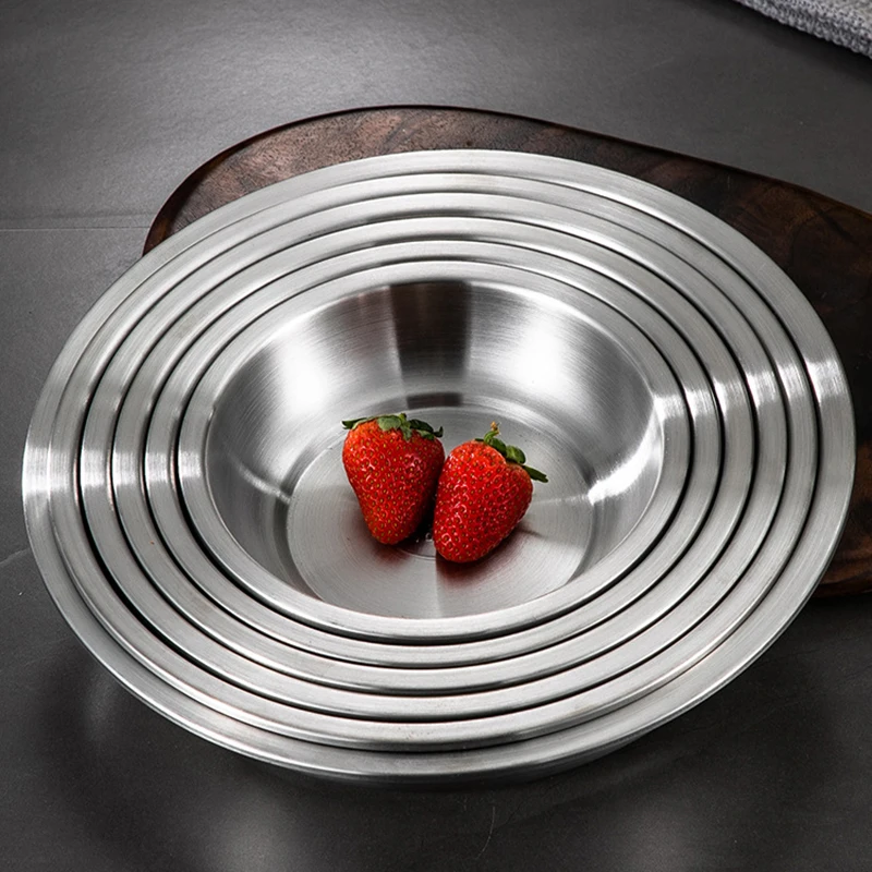 2024 news product round shape unbreakable hotel serving metal 316 stainless steel dinnerware dinner set luxury dishes & plates