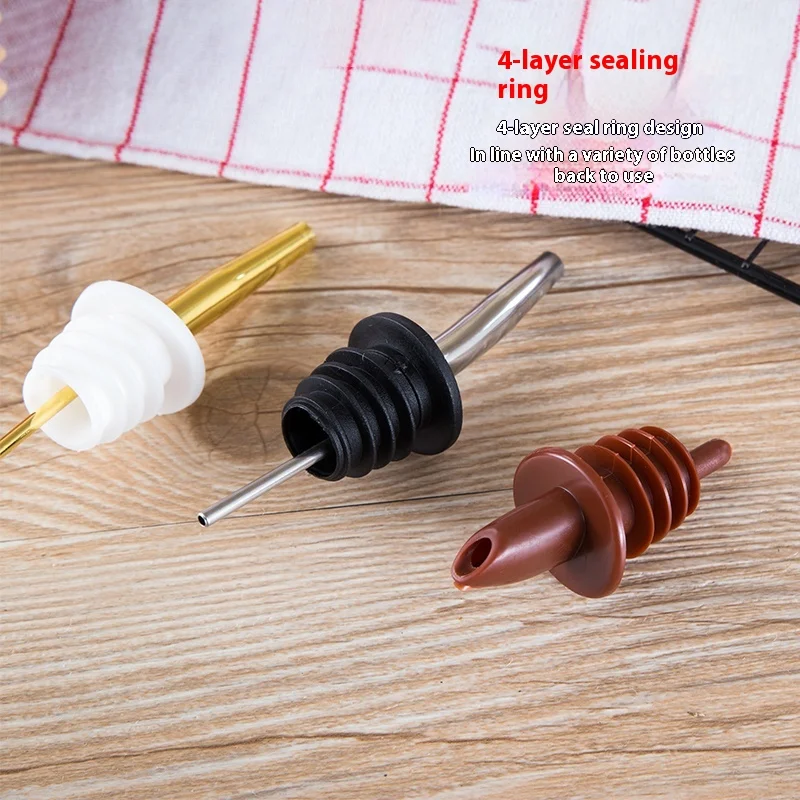 Stainless Steel Pourers Liquor Bottle Pourers And Vinegar Tapered Stopper Spout Liquor Pourers With Rubber Bar Accessories