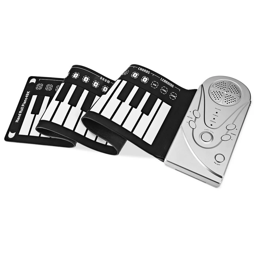 49 keys with trumpet hand roll piano portable folding can roll up the children learn to practice electronic piano