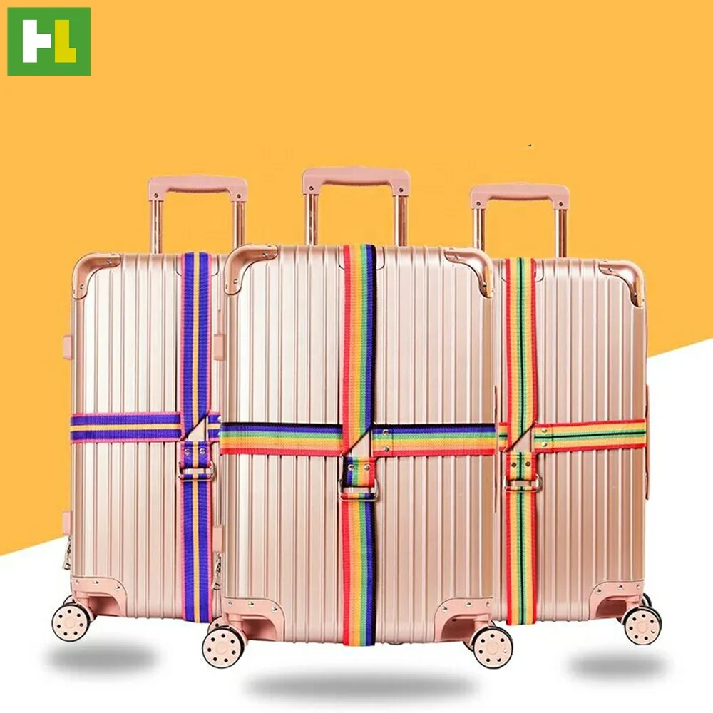 Fashion style traveling case safety rainbow cross luggage belt