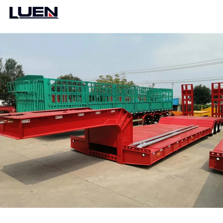 LUEN Hot Sale Excavator Transport 3/4axles Lowbed Low bed Semi Truck Trailer
