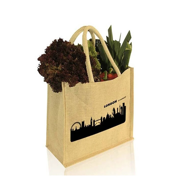 New beautiful custom printed jute bag cocoa beans color quality logo jute bags