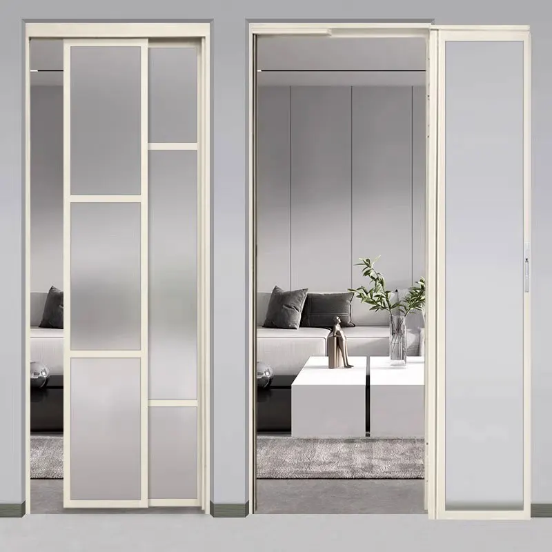 Customized size aluminum frame detachable partition glass door with extremely narrow panel sliding kitchen partition door