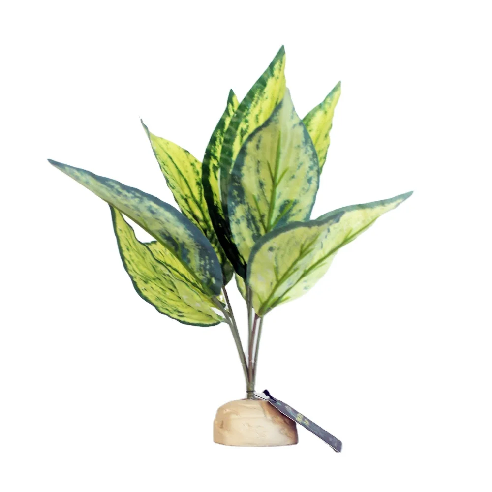 NOMOYPET Wholesale Terrarium Landscape Decoration Big Plastic Green Leaves Artificial Plant