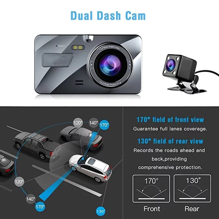 Camera Dash Recorder For Cameras Cam Hidden Record Video Vehicle 1080P Dual Recording Front And Back With Driving Side Car Dvr