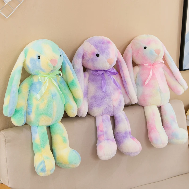 Colorful Rainbow Easter Bunny Rabbit Plush Toys Anime Doll Stuffed Animals for Gift Toddler Infant