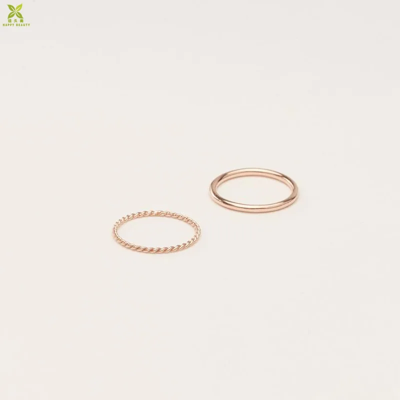 Minimalist thin gold twist midi stacking rings set for women
