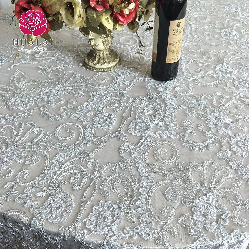 white lace oval round tablecloth with overlay machine cutwork embroidery  for dining room table linens