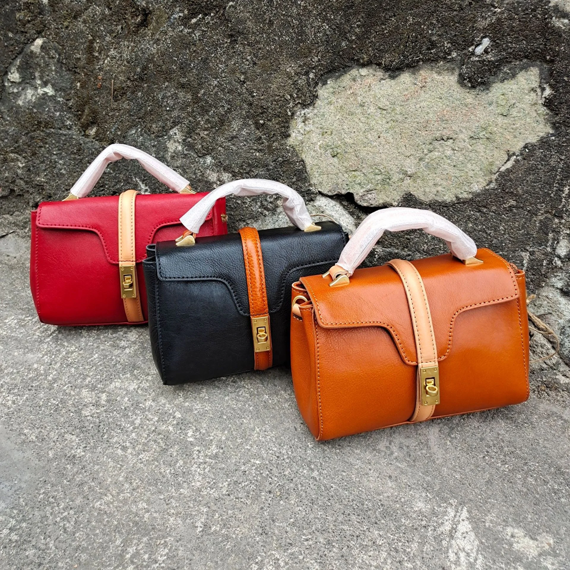 Wholesale Jelly Handbags and Purses Stylish Vegetable-Tanned Leather Cross Body Jelly Tote Bags Slippy