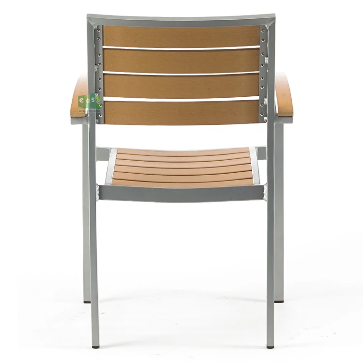 (E7302) Штабелируемый уличный пластиковый обеденный стул из тикового дерева для ресторана кафе