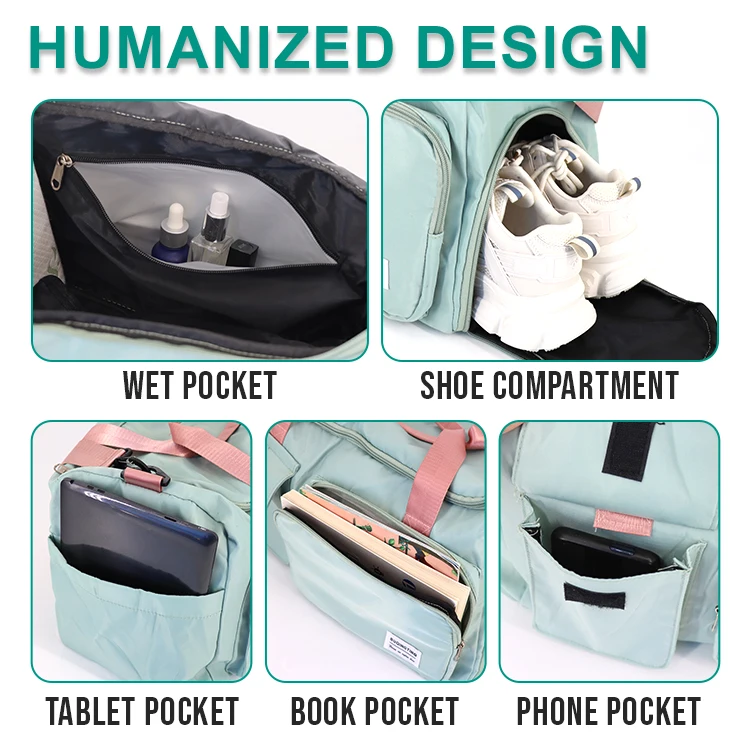 Waterproof Durable Outdoor Activity Travel Trolley Luggage Overnight Bag Carry on for Airplanes Duffle Bag with Shoe Compartment