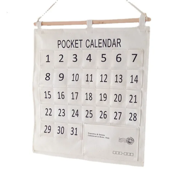 Wholesale Nordic Mini Pocket Card Hanging Bag Small Storage 31 Bags Check in Registration Date Small Organizer