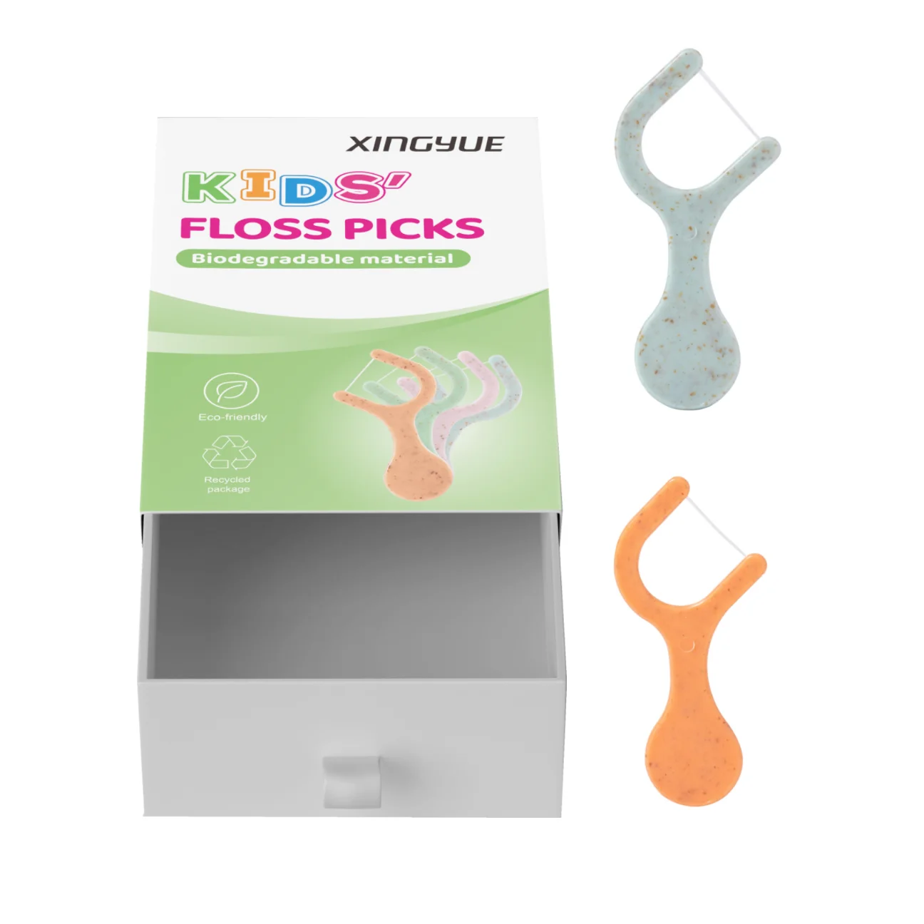 Private Label Biodegradable Toothpick Disposable Oral Wheat Straw Plastic Flosser Stick Dental Floss Pick