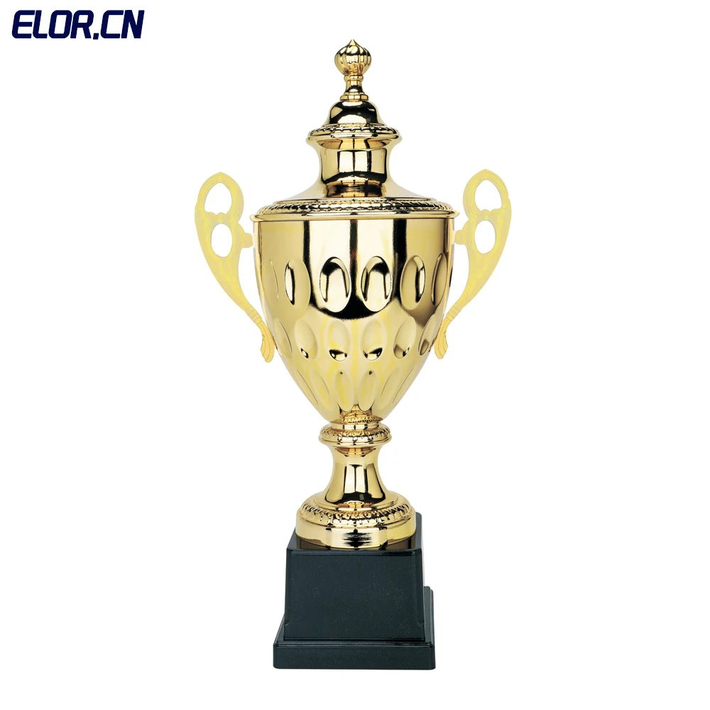 Elor Factory Wholesale Big Sizes Unique Design Golden Metal Sports Awards Trophies For Sports Activities Team Competitions