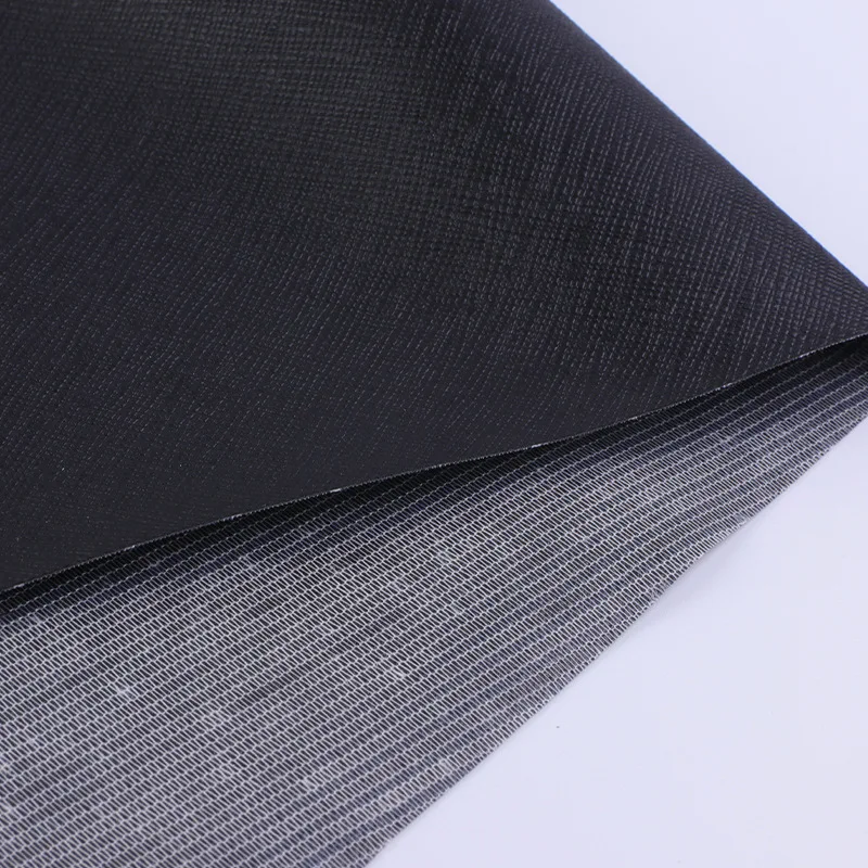 Wholesale 0.5mm Black Encrypted Bottom Cross Toothpick Pattern Decorative Shoe Material PVC Leather for Seat Bag