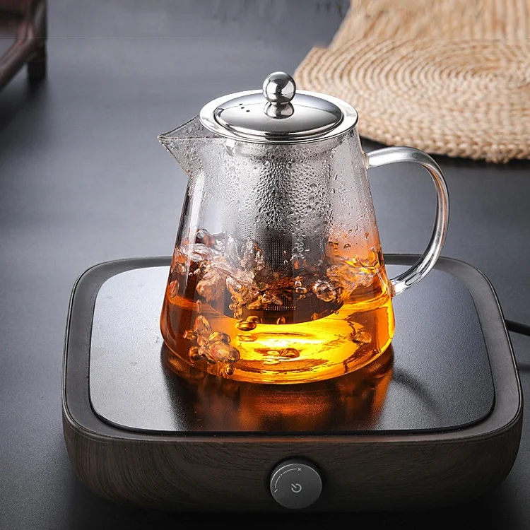 Glass Borosilicate Clear Tea Kettle Teapot with Removable Stainless Steel Infuser