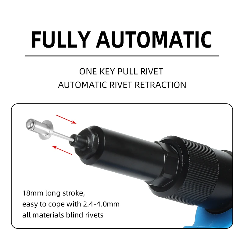 Pneumatic 4000s Rivet Gun 2.4-4.0mm Durable Pneumatic Riveting Tool Automatic Powerful Pull Force Air Riveter