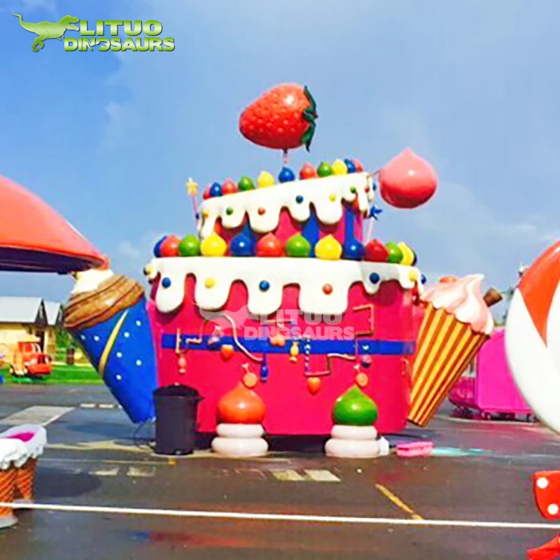 Resin Fiberglass Big Cartoon Cake House Statue